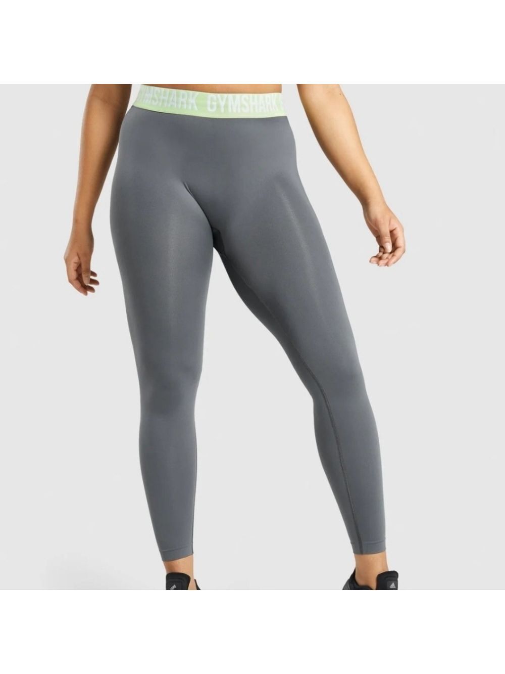 Gymshark Fit Seamless Grey Leggings with Lime Waistband Medium